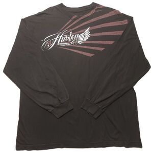 Hurley Mens XXL  Shirt Long Sleeve Black Graphic Tee